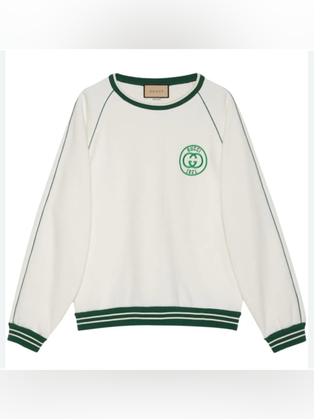 Gucci white cotton jersey sweatshirt green 1921
interlocking G size medium